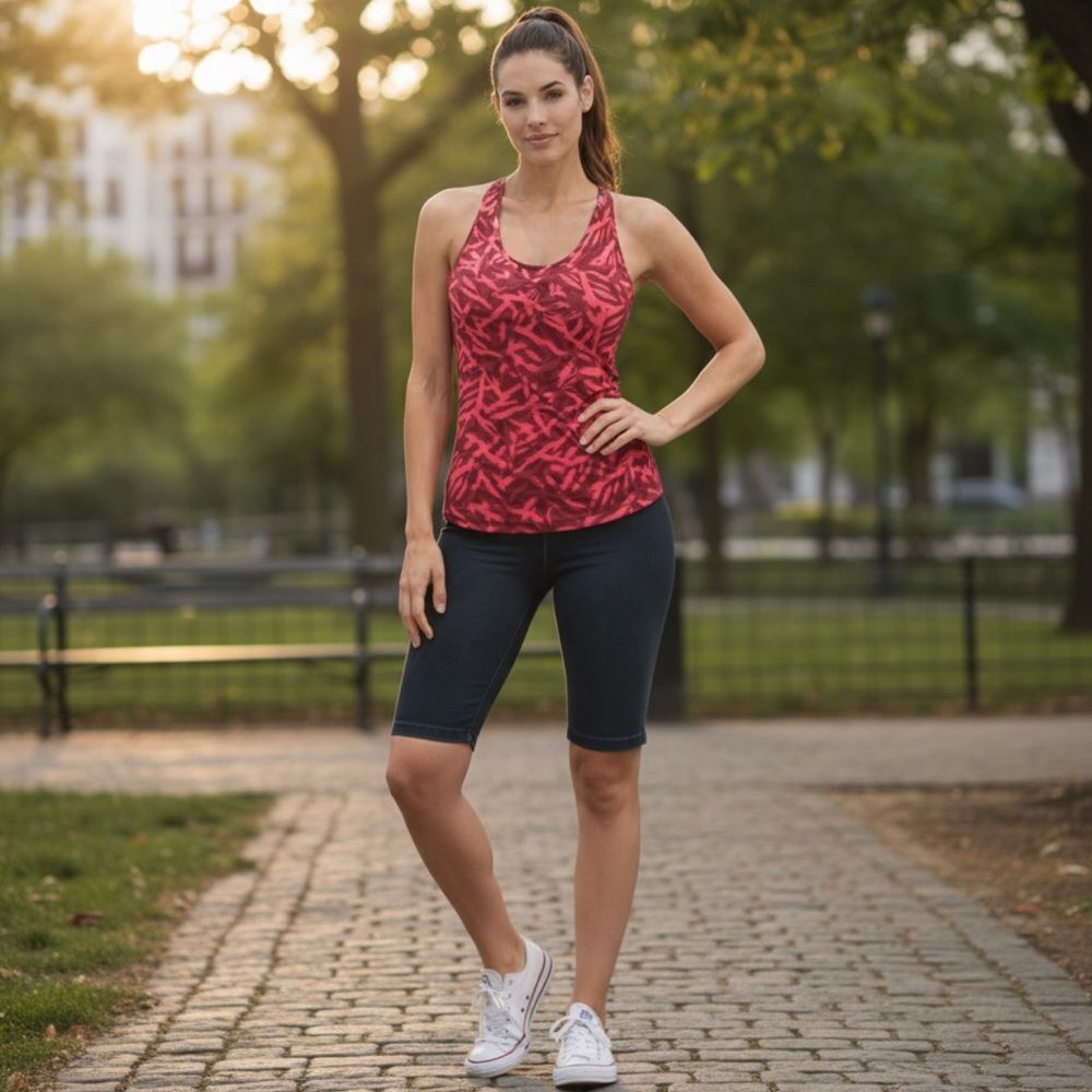 Lululemon Align Cropped Tank Top sz 2 Red Leaf Pattern